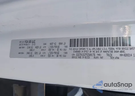 2015 Ram Promaster 2500 High Roof from USA, damaged, VIN 3C6TRVDG7FE509176